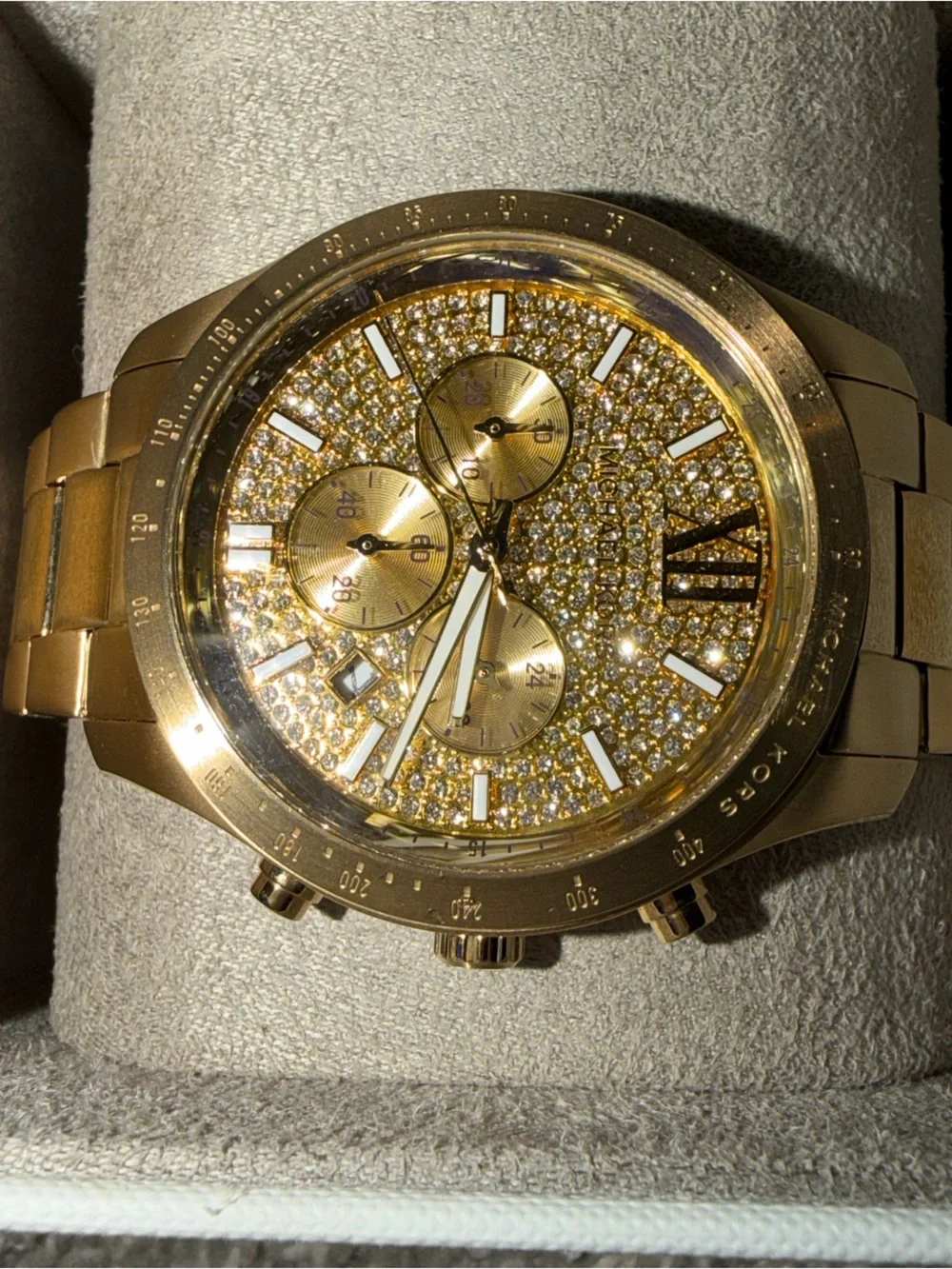 Michael Kors Oversized Berkley Pavé Gold-Tone Watch